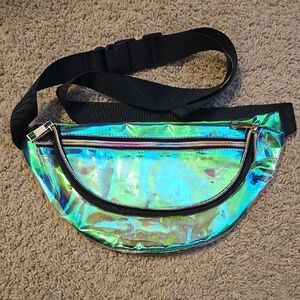 Holographic Fanny Pack with Black Strap